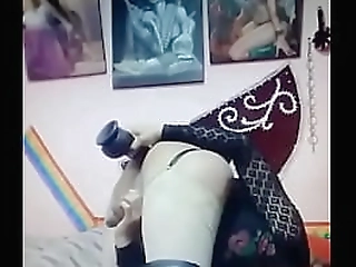 hot ebony tranny doing a solo session