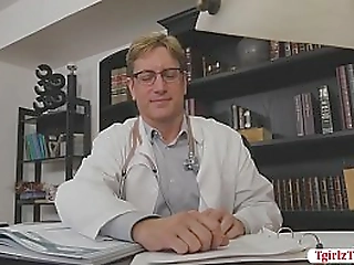 busty tattooed tgirl nurse chelsea marie teases and bangs dr damien