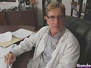 fit crossdresser trying out sexy outfits and riding big dildo