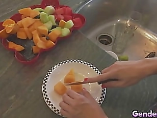 shemale keylla marques cums in her slave's ass