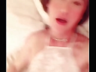 stunning shemale strips and performs 69, then takes a thick, creamy facial