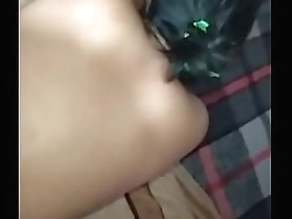 sissy guy gives cucumber a footjob