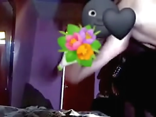 redhead ladyboy strips her black panties and masturbates on