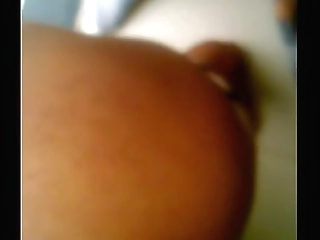 black latin shemale with huge tits & cock jacking off