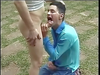 sissy guy licks his feet   masturbates