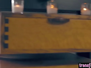 hot shemale fucks sexy busty babe and licks her pussy