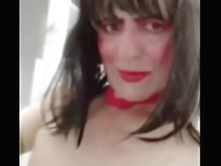 huge tits shemale masturbates and fucks her ass