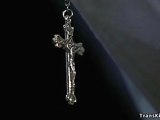 big cock shemale nun punishes sinner