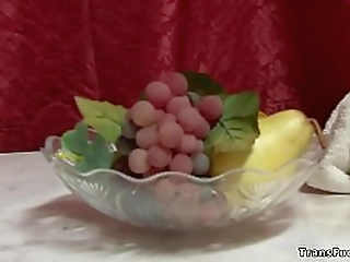 big tits ebony shemale is dominated