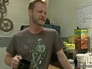 shemale toys and fucks male staff