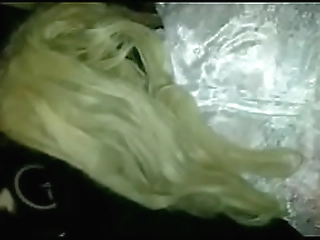 blonde shemale dany de castro in fishnet hardcore masturbates