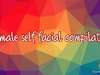 shemale self facial compilation