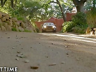 blonde shemale caroline stroke her cock in a jacuzzi