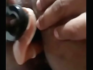 black shemale bambi plays on the strip pole before stroking