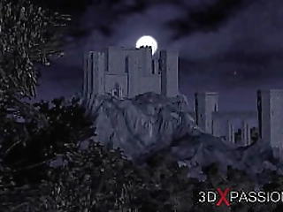 3d sexy dickgirl satanic witch fucks a young brunette the dark castle