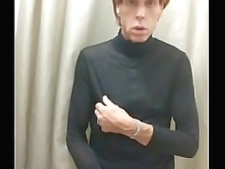 tranny masturbates eats cum